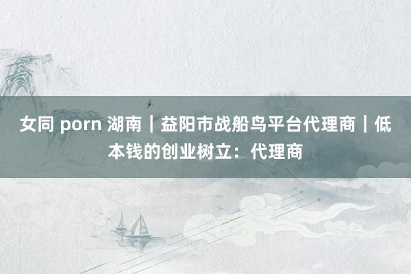 女同 porn 湖南｜益阳市战船鸟平台代理商｜低本钱的创业树立：代理商
