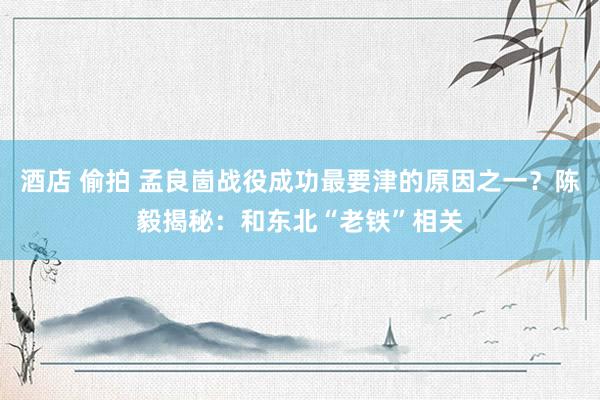 酒店 偷拍 孟良崮战役成功最要津的原因之一？陈毅揭秘：和东北“老铁”相关