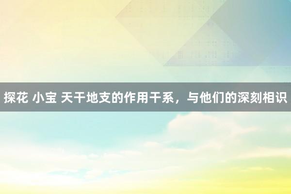 探花 小宝 天干地支的作用干系，与他们的深刻相识